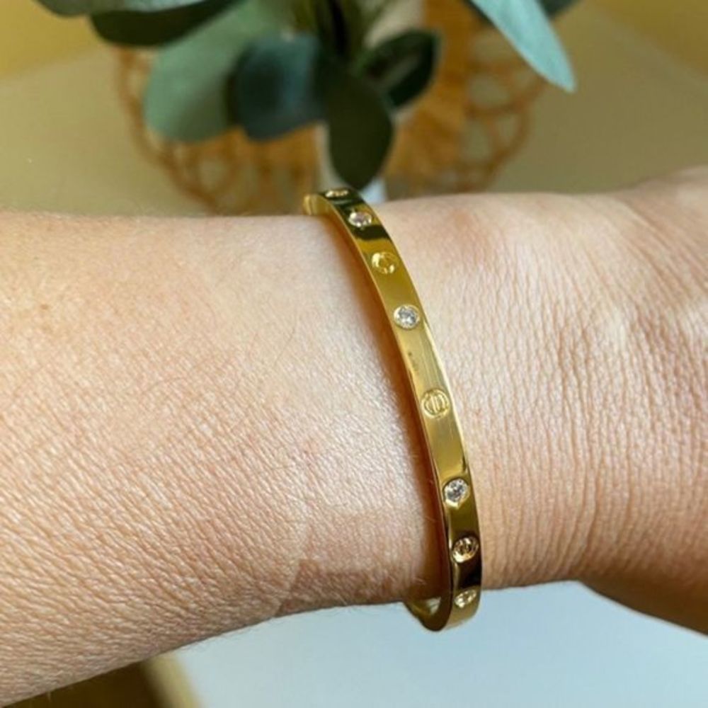 Gold Filled Zirconia Screw Hinge Bracelet